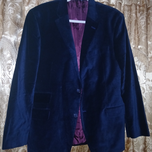 Tommy Hilfiger Other - Tommy Hilfiger Navy Velvet Blazer with Burgundy Lining
